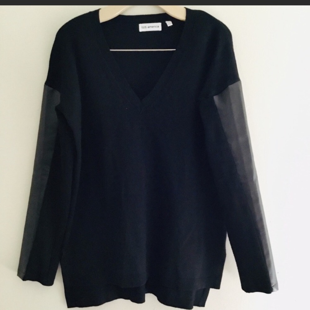 525 America black sweater with leather arms